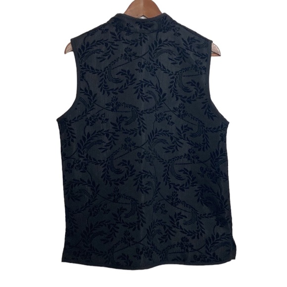 Vintage Reversible Vest Womens Large Chinois Granny Red Black Jacquard Velvet - Picture 10 of 14